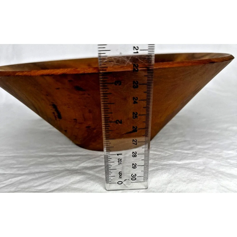 Handmade Burl Grain Cherry Wood Bowl Signed Farmhouse Decor Accent